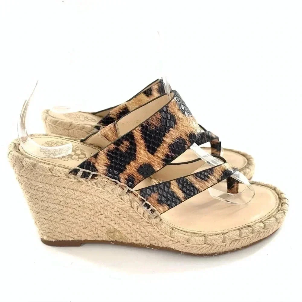 Vince Camuto Lavanda platforms size 6.5 36.5 brown black Cheetah print leather